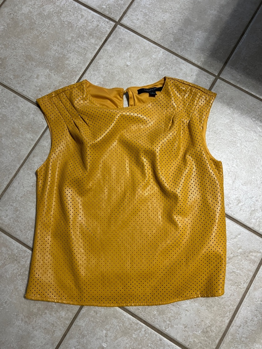 Perforated Mustard Sleeveless Top